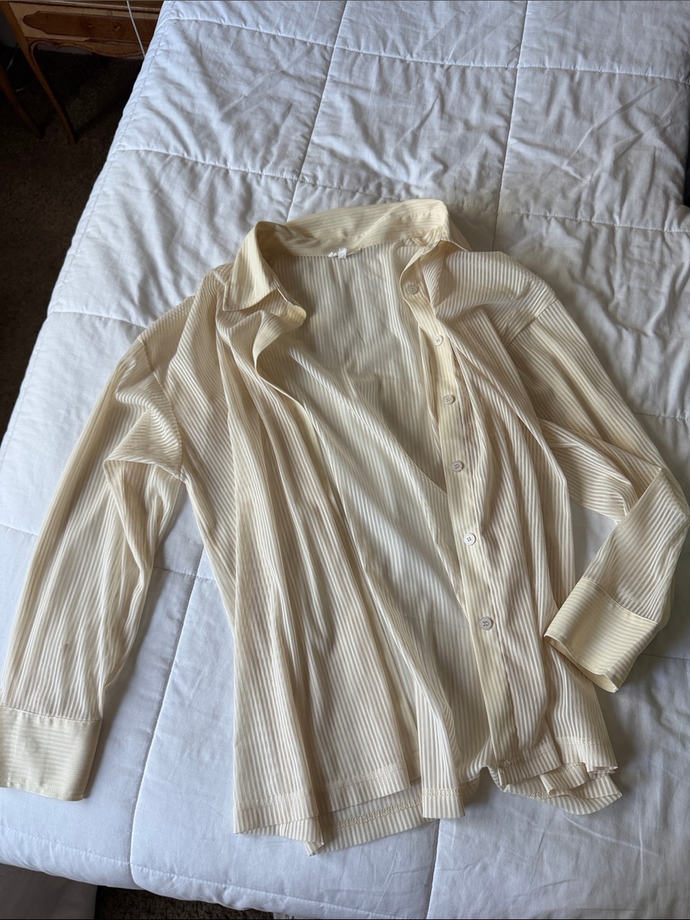 Light Cream Ribbed Button-Front Camisole Top